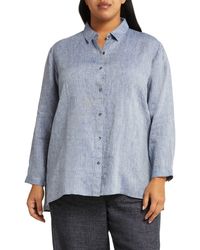 Eileen Fisher - Classic Collar Easy Organic Linen Button-up Shirt At Nordstrom - Lyst