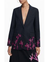 Desigual - Lirios Floral Print Longline Blazer - Lyst