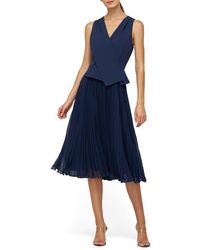 Kay Unger - Orella Pleated Mixed Media Cocktail Dress - Lyst