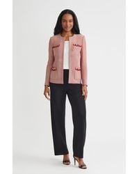 Misook - Hertiage Lurex Ring Trim Knit Jacket - Lyst