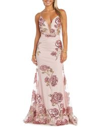 Morgan & Co. - Floral Sequin Gown - Lyst
