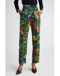 Lela Rose - Floral Print Slim Ankle Pants - Lyst