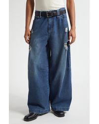 Simone Rocha - Puddle Distressed Wide Leg Jeans - Lyst
