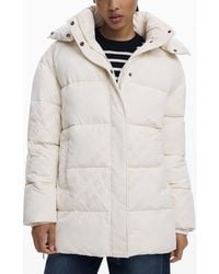 Desigual - Flocked Print Quilted Puffer Jacket With Removable Hood - Lyst
