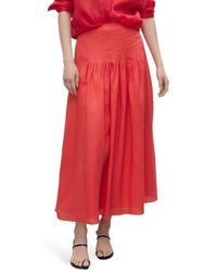 Mango - Pleated Ramie Midi Skirt - Lyst
