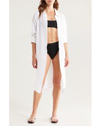 Nordstrom - Cotton Gauze Cover-Up Shirtdress - Lyst