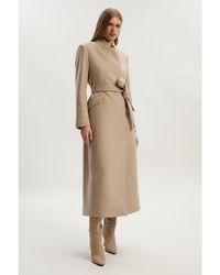 Karen Millen - Wool Notch Neck Tailored Maxi Coat - Lyst