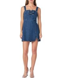 Endless Rose - Rhinestone Bow Trim Denim Minidress - Lyst