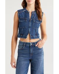 Hidden Jeans - Zip Front Crop Denim Vest - Lyst