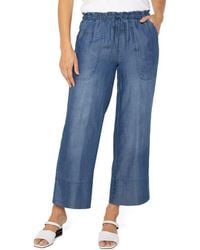 Liverpool Los Angeles - Drawstring Chambray Ankle Wide Leg Pants - Lyst