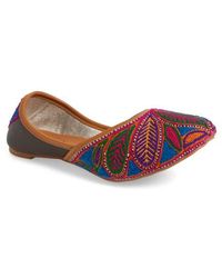 Fuchsia - Olivia Embroidered Pointed Toe Flat - Lyst