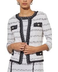 Ming Wang - Fringe Trim Sweater Jacket - Lyst
