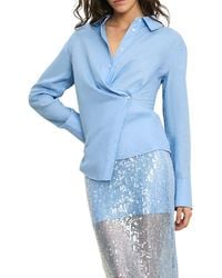 Veronica Beard - Perezzi Asymmetric Linen Button-Up Shirt - Lyst