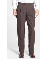 Berle - Self Sizer Waist Plain Weave Pleated Washable Trousers - Lyst