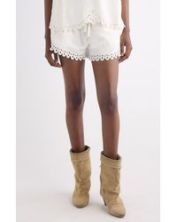 Isabel Marant - Balyme Eyelet Detail Cotton Drawstring Shorts - Lyst