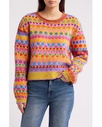 Free People - Favorite Things Mixed Print Wool Blend Sweater - Lyst