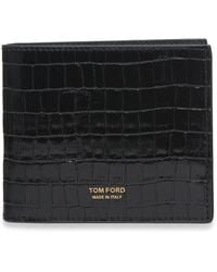 Tom Ford - T-line Croc Embossed Patent Leather Bifold Wallet - Lyst