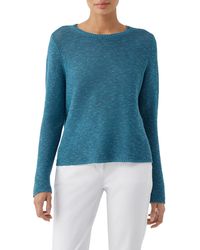 Eileen Fisher - Textured Crewneck Organic Linen & Cotton Sweater - Lyst