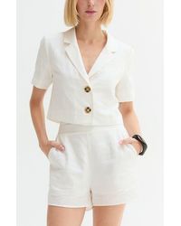 Crescent - Cropped Linen Blend Blazer - Lyst