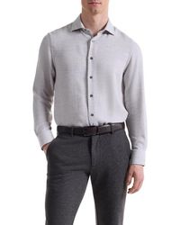 Bugatchi - Axel Shaped Fit Micro Herringbone Cotton & Wool Button-Up Shirt - Lyst