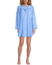 Lands' End - Oversized Gauze Button Front Cover-Up Shirt - Lyst