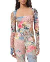 AFRM - Ines Mix Print Square Neck Top - Lyst