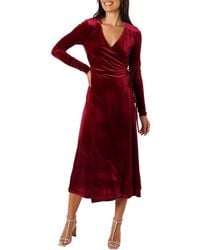 Petal & Pup - Darby Long Sleeve Velvet Midi Wrap Dress - Lyst