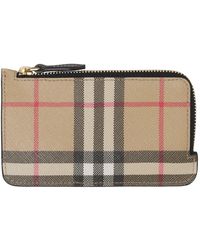 BURBERRY: Sandon credit card holder in coated fabric and leather - Black