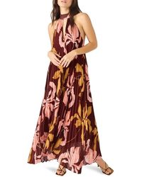 Steve Madden - Maraya Floral Pleated Halter Neck Maxi Dress - Lyst
