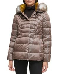 Kenneth Cole - Core Mixed Puffer Jacket With Faux Fur Trim - Lyst