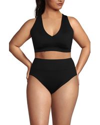 Lands' End - Chlorine Resistant V-Neck Midkini Swimsuit Top And High Leg High Waisted Bottoms 2 Piece Set - Lyst