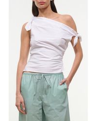 STAUD - Bellaria One Shoulder Stretch Cotton Top - Lyst