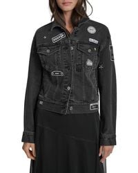 DKNY - Logo Patch Denim Trucker Jacket - Lyst