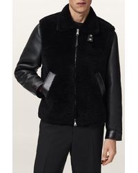 AllSaints - Conyer Genuine Shearling Pilot Leather Jacket - Lyst