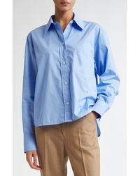 Victoria Beckham - Crop Organic Cotton Poplin Button-Up Shirt - Lyst