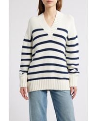 Rails - Penny Stripe V-Neck Cotton Sweater - Lyst