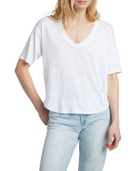 Faherty - Linen V-neck T-shirt - Lyst