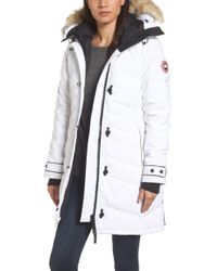 lorette hooded down parka with genuine coyote fur trim