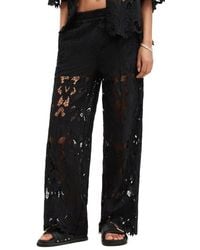 AllSaints - Charli Embroidered Wide Leg Pants - Lyst