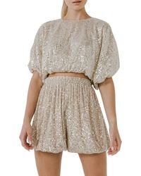 Endless Rose - Sequin Puff Crop Top - Lyst