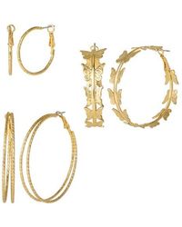 Jessica Simpson - 3-Piece-Tone Hoop Earring Set With Butterfly Details - Lyst