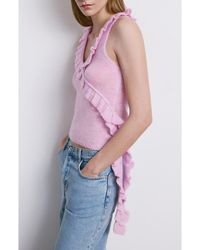 Mango - Ruffle Knit Top - Lyst