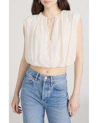 FRAME - The Wave Tie Neck Silk Top - Lyst