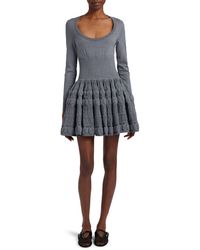 Alaïa - Crinoline Long Sleeve Wool Blend Skater Dress - Lyst