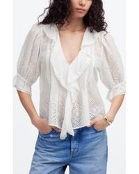 Madewell - Pintuck Ruffle Puff Sleeve Top - Lyst