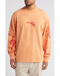 HUGO - Dequaliom Graphic Long Sleeve T-shirt - Lyst