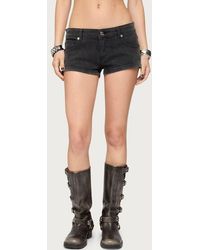 Edikted - Syra Zip Detail Low Rise Denim Shorts - Lyst