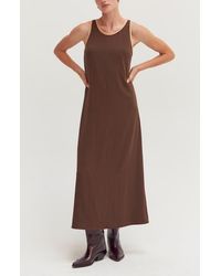 Crescent - Suede Trim Chiffon Maxi Dress - Lyst