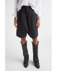 R13 - Jumbo Pinstripe Wool & Linen Shorts - Lyst