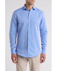 Nordstrom - Trim Fit Solid Linen & Cotton Dress Shirt - Lyst